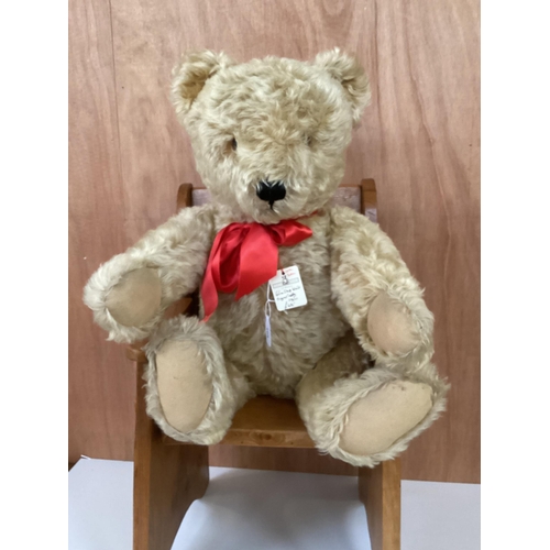 104 - Original Steiff bear with button, 65cm Blonde, 1950 in good condition, slight light markings to pads... 