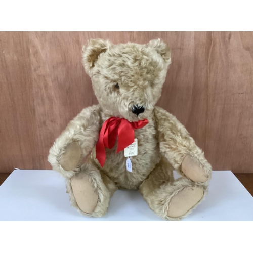 104 - Original Steiff bear with button, 65cm Blonde, 1950 in good condition, slight light markings to pads... 