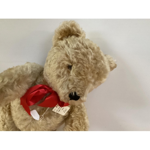 104 - Original Steiff bear with button, 65cm Blonde, 1950 in good condition, slight light markings to pads... 