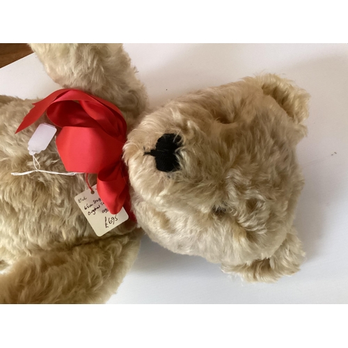 104 - Original Steiff bear with button, 65cm Blonde, 1950 in good condition, slight light markings to pads... 