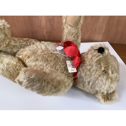 104 - Original Steiff bear with button, 65cm Blonde, 1950 in good condition, slight light markings to pads... 