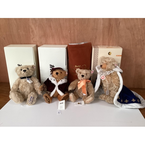 105 - Four  Steiff Bears with a Royal theme, all boxed, all limited, all certificates, in condition as new... 