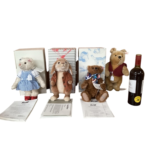 108 - Four Steiff Character animals, boxed and certs, to include Elvis (musical), limited, 29cm; and Benja... 