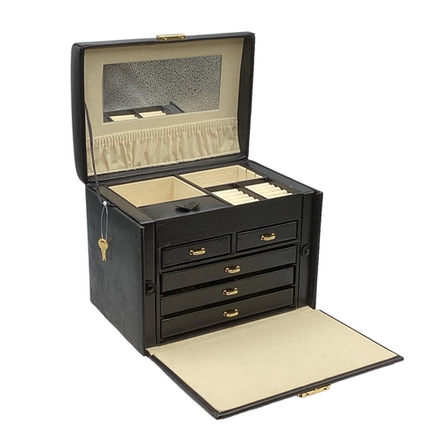 11 - Large collection of costume jewellery, contained within a good quality leather jewellery box