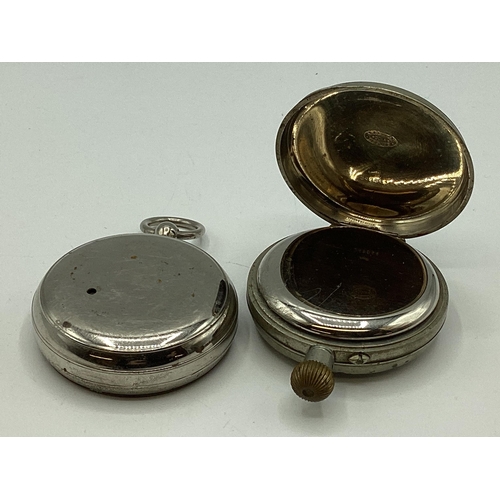 17 - A Goliath pocket watch together with a similar pocket barometer.