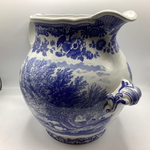 265 - An oversized blue and white Spode jug, marked to base, 