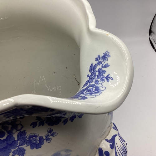 265 - An oversized blue and white Spode jug, marked to base, 