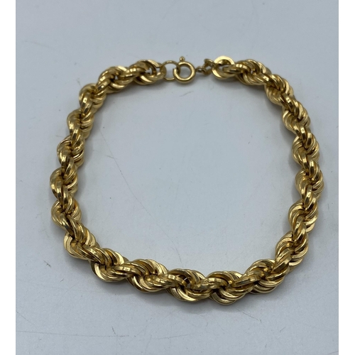 141 - An 18ct gold rope twist bracelet , 21cm, 12.7g