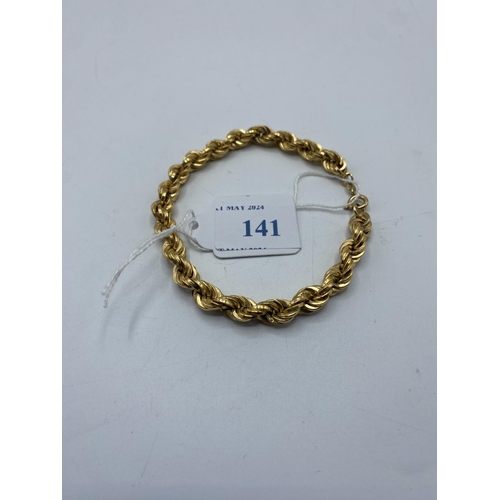 141 - An 18ct gold rope twist bracelet , 21cm, 12.7g