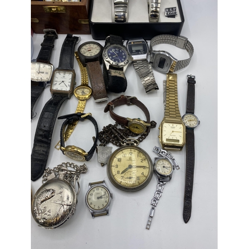 37 - A collection of High Street fashion and vintage watches to include Smiths.