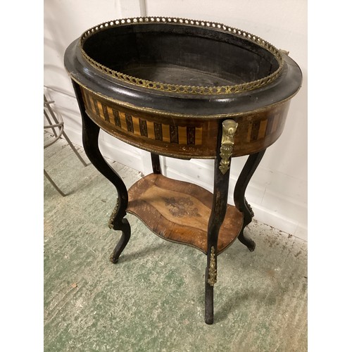 538 - A Kingwood marquetry brass galleried plant stand, on cabriole legs