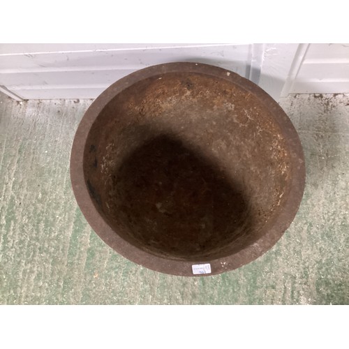 698 - A weathered/rusty round based planter, 52cm diameter