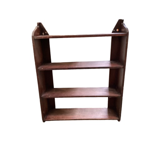 571 - Small set of mahogany hanging shelves, 74cm high overall