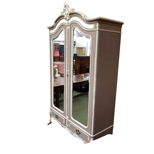 581 - Beautiful painted Armoire with mahogany interior with hanging rail.  Complimented by the patina of t... 