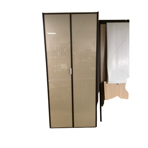 587 - Pair of modern cupboards/ wardrobes, hanging or shelving, one assembled.