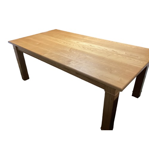 588 - Large heavy modern hard wood kitchen table 210 cm L x 109 cm W 79 cm H