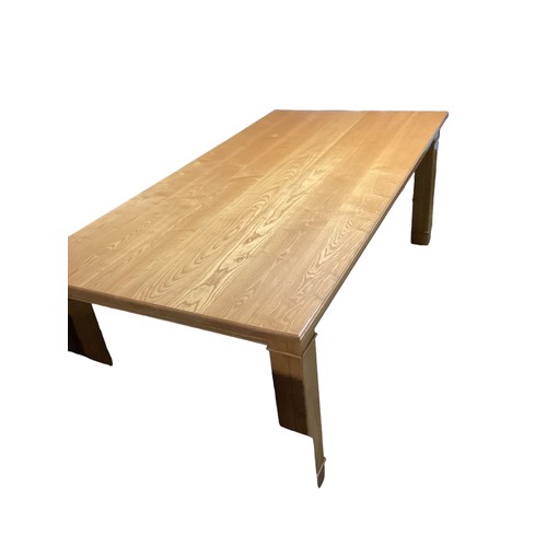 588 - Large heavy modern hard wood kitchen table 210 cm L x 109 cm W 79 cm H