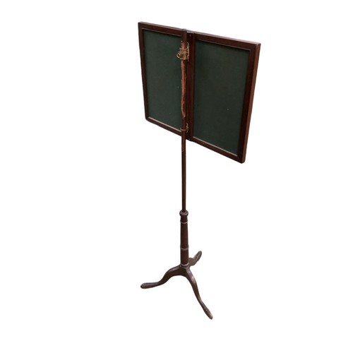 244 - A mahogany framed tripod pole screen, with tapestry of lion and boar. 127cm(h)