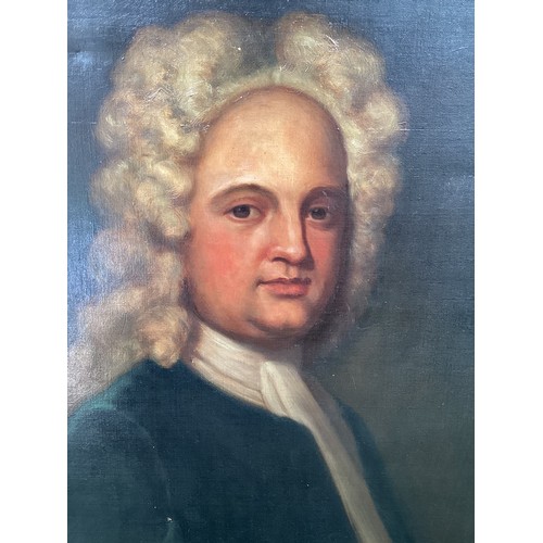 444 - An 18th century style portrait of a Gentleman. Head and shoulders in a gilt unglazed frame. 60xm x 4... 