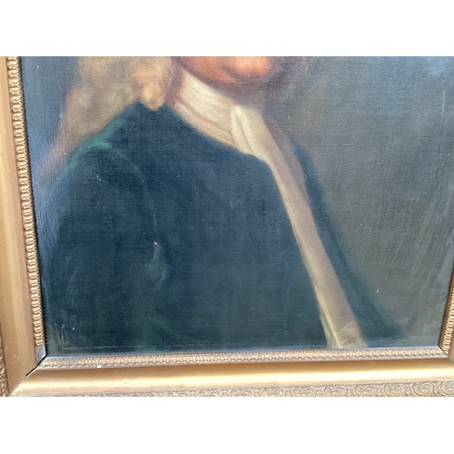 444 - An 18th century style portrait of a Gentleman. Head and shoulders in a gilt unglazed frame. 60xm x 4... 