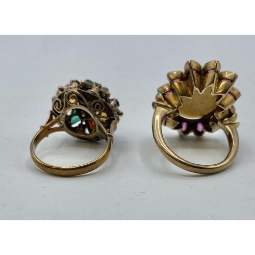 169 - A 14ct gold Anglo Indian design dress ring set with cabochon citrines and garnets together with an u... 