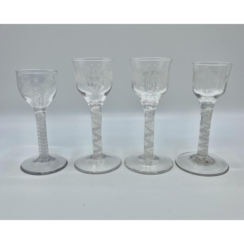 201 - A good collection of 18th century and later glassware. Numerous air twist stem examples. In very goo... 