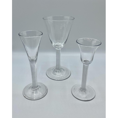 201 - A good collection of 18th century and later glassware. Numerous air twist stem examples. In very goo... 