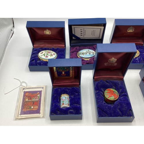 206 - A collection of seven Halcyon days enamel boxes all with presentation cases and certificates.