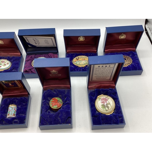 206 - A collection of seven Halcyon days enamel boxes all with presentation cases and certificates.