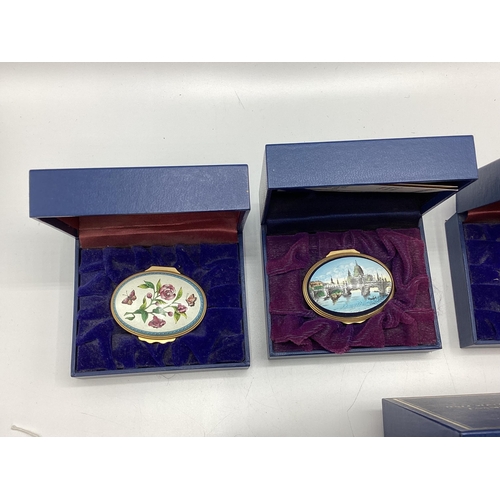 206 - A collection of seven Halcyon days enamel boxes all with presentation cases and certificates.