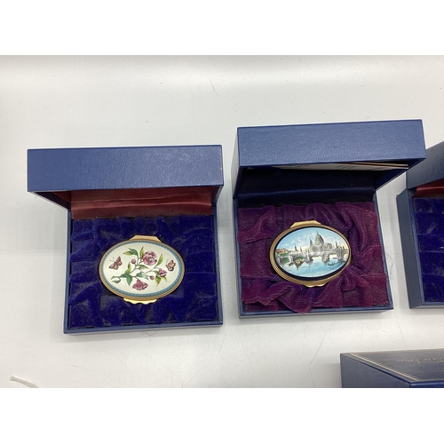 206 - A collection of seven Halcyon days enamel boxes all with presentation cases and certificates.