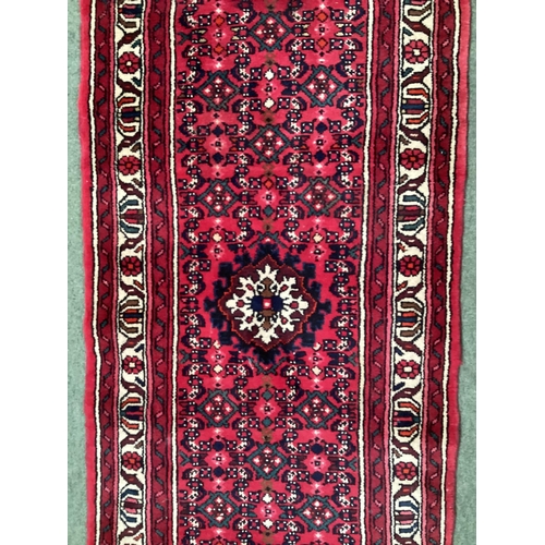 500 - Burgundy colour Persian runner with beige border line
84 cm x 306 cm