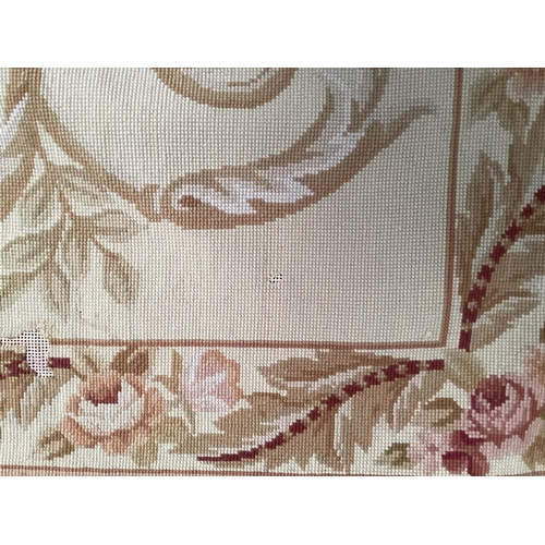 502 - Tapestry style rug, beige with flower borders  150 cm x 243 cm