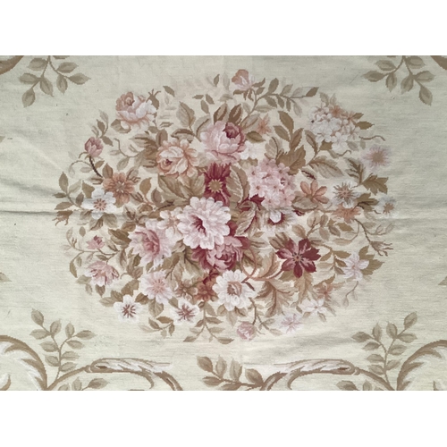 502 - Tapestry style rug, beige with flower borders  150 cm x 243 cm