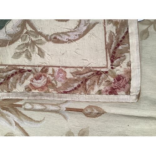 502 - Tapestry style rug, beige with flower borders  150 cm x 243 cm