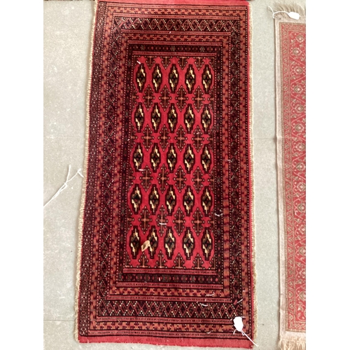 505 - Four small rugs 81 cm x 178 cm, 77 x 178 cm, 118 cm x 56 cm and 68 cm x 110 cm