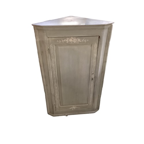 630 - Painted corner cabinet.  68 cm W x 109 cm H x 37 cm D