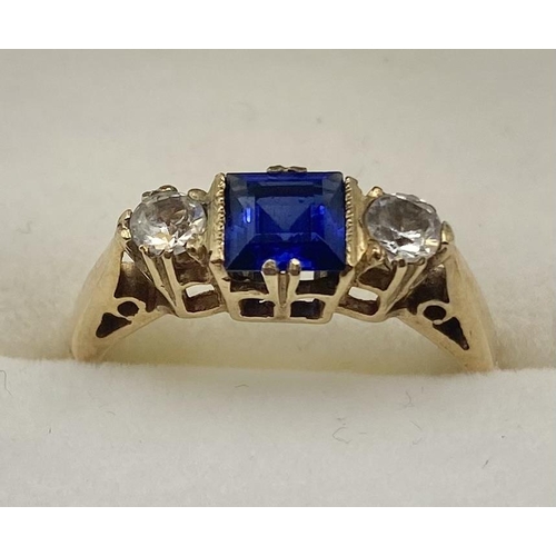 107 - Two 9ct gold rings. A small signet ring together with a sapphire set example with diamond accents. 4... 