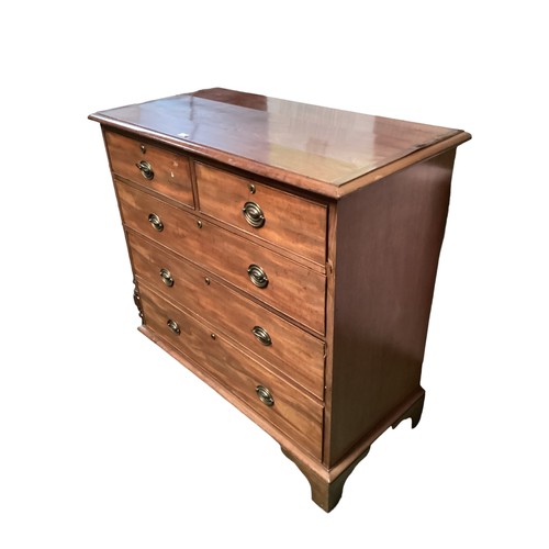 517 - Georgian mahogany chest of 2 short over 3 long graduated drawers 108 cm L x 103 cm H x 53 cm D, dama... 