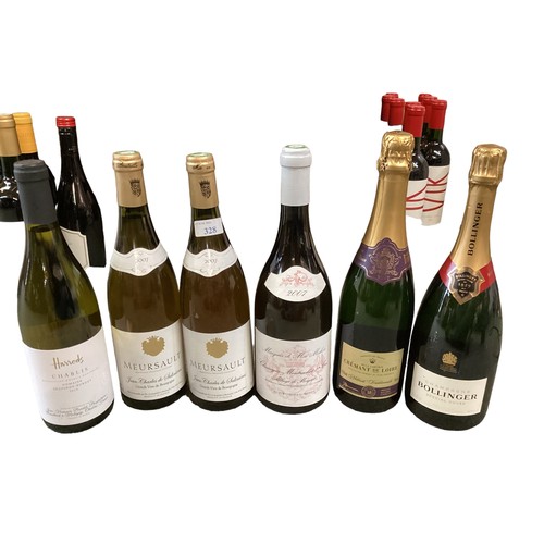 328 - Six bottles, two bottles of 2007 Meursault Jean Charles De Salinieres, one Harrods Chablis, one 2007... 