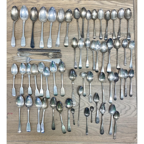 120 - A collection of sterling silver flatware various dates and makers. Approx 1130g.