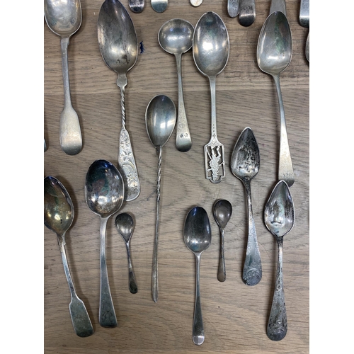 120 - A collection of sterling silver flatware various dates and makers. Approx 1130g.