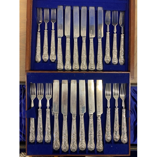 159 - A boxed set of sterling silver flatware together with a boxed carving set.