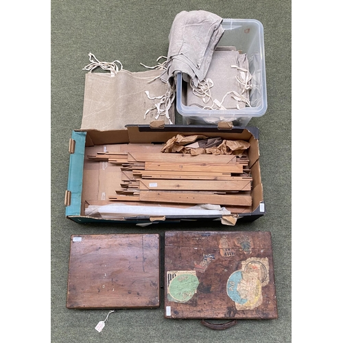 219 - A quantity of artist materials, including a wooden cased set with wooden easel and metal divisional ... 