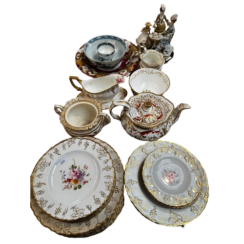 241 - A mixed lot of ceramics, to include Three Oriental blue and white late C19th and later bowls (some c... 