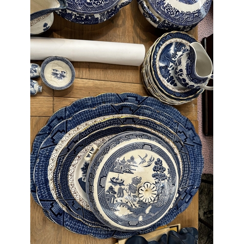 243 - A quantity of china and glass, to include Booths blue and white Old Willow pattern china, etc