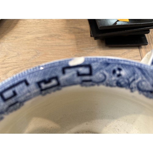 243 - A quantity of china and glass, to include Booths blue and white Old Willow pattern china, etc