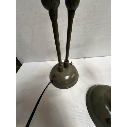 257 - A pair of industrial style desk lamps, in moss green, approx 50cm High