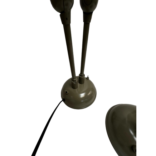 257 - A pair of industrial style desk lamps, in moss green, approx 50cm High