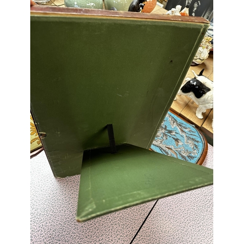 268 - A mixed lot to include a large leather bound easel, opening to reveal green lined interior - possibl... 